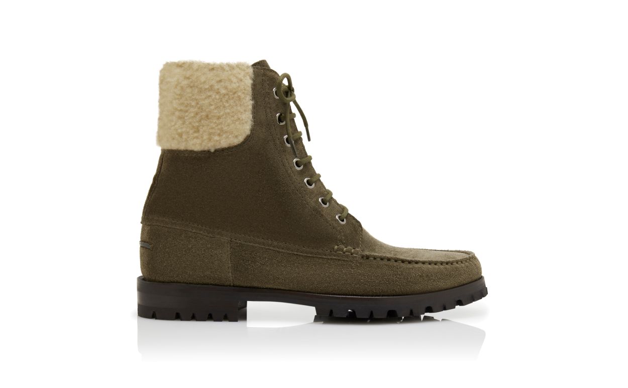 Botas de tobillo de ante verde oscuro