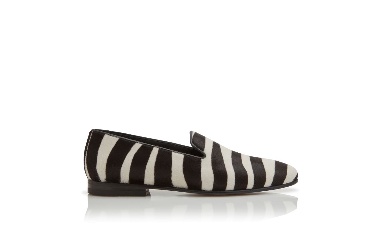 Zapatillas de cuero de ternera con estampado de cebra