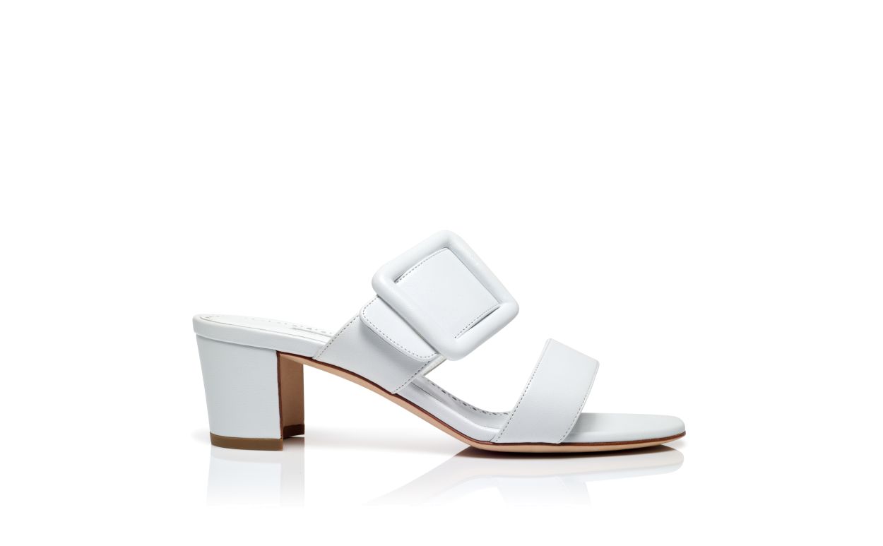 Mocasines de cuero napa blanco con punta abierta
