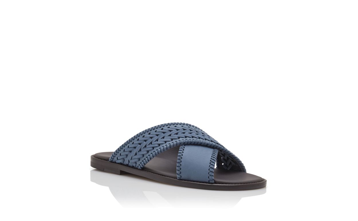 Sandalias de cuero de becerro azul claro tejido
