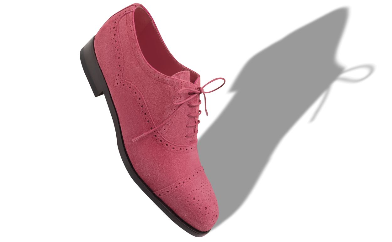 Oxfords de ante rosa oscuro con punta cerrada