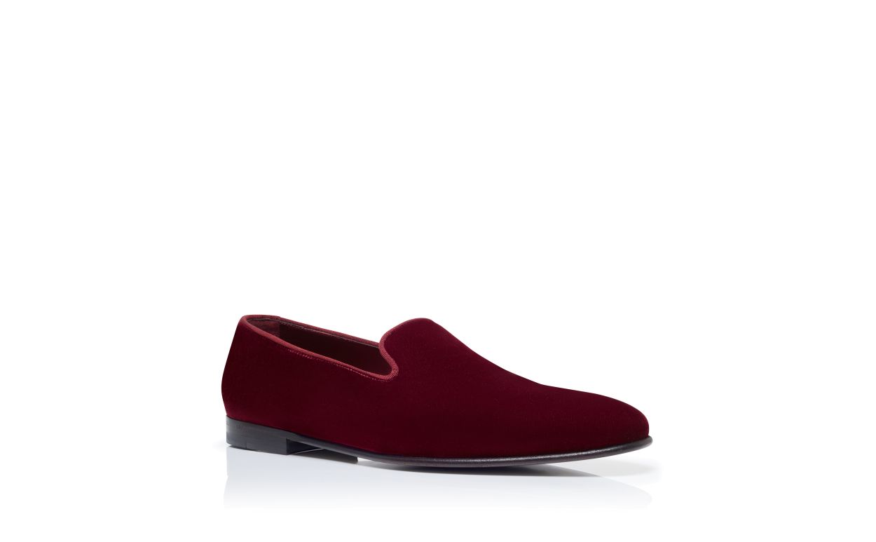 Zapatillas de vestir de terciopelo rojo oscuro