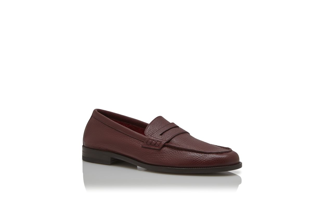 Zapatillas de cuero de ternera rojo oscuro