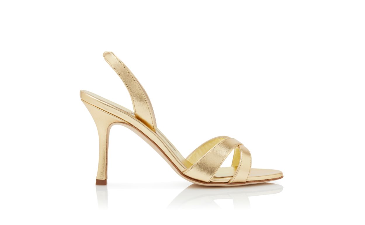 Sandalias de cuero de cabrito dorado tipo slingback