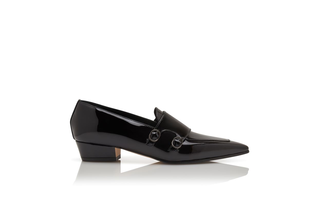 Zapatillas de cuero brillante negro