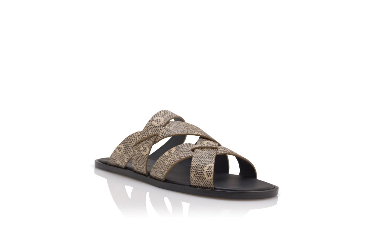 Sandalias de piel de ternera con estampado de lagarto