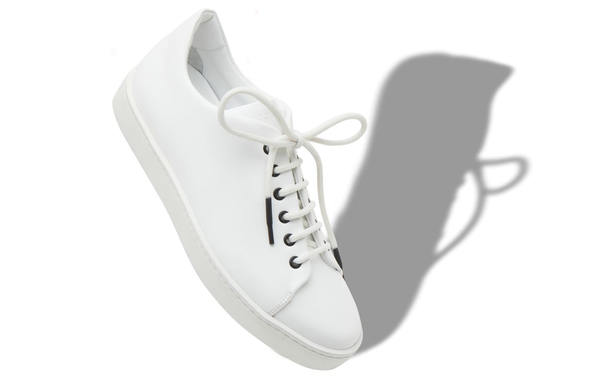 Zapatillas bajas de cuero de ternera blanco