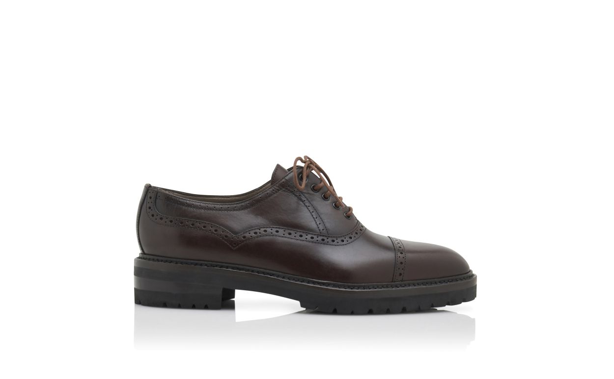 Zapatillas de cuero de becerro marrón oscuro con cordones