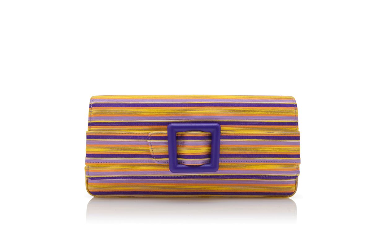 Bolso de hombro con hebilla de algodón morado y naranja