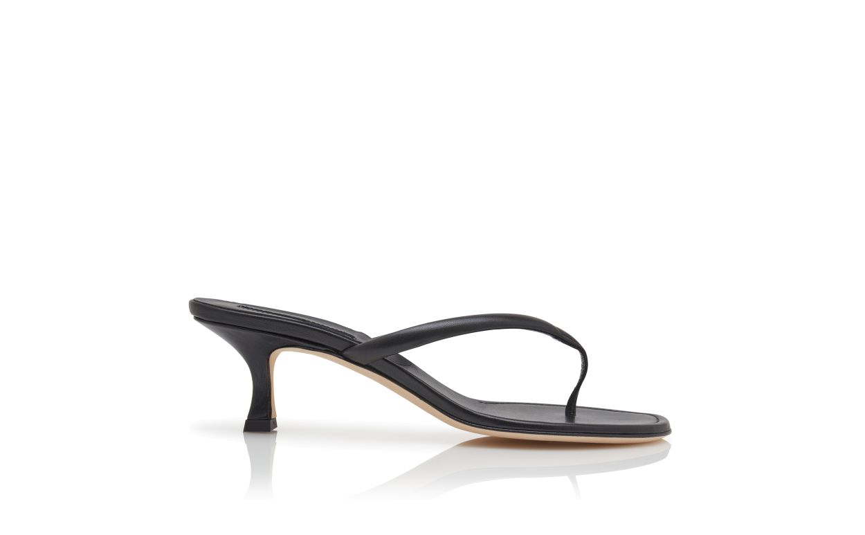 Sandalias de cuero napa negro con tiras