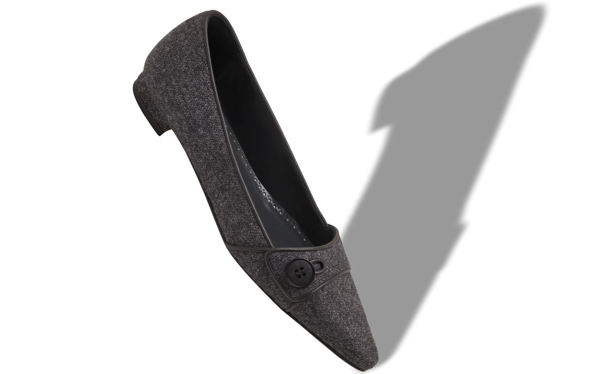 Zapatillas planas de lana gris oscuro