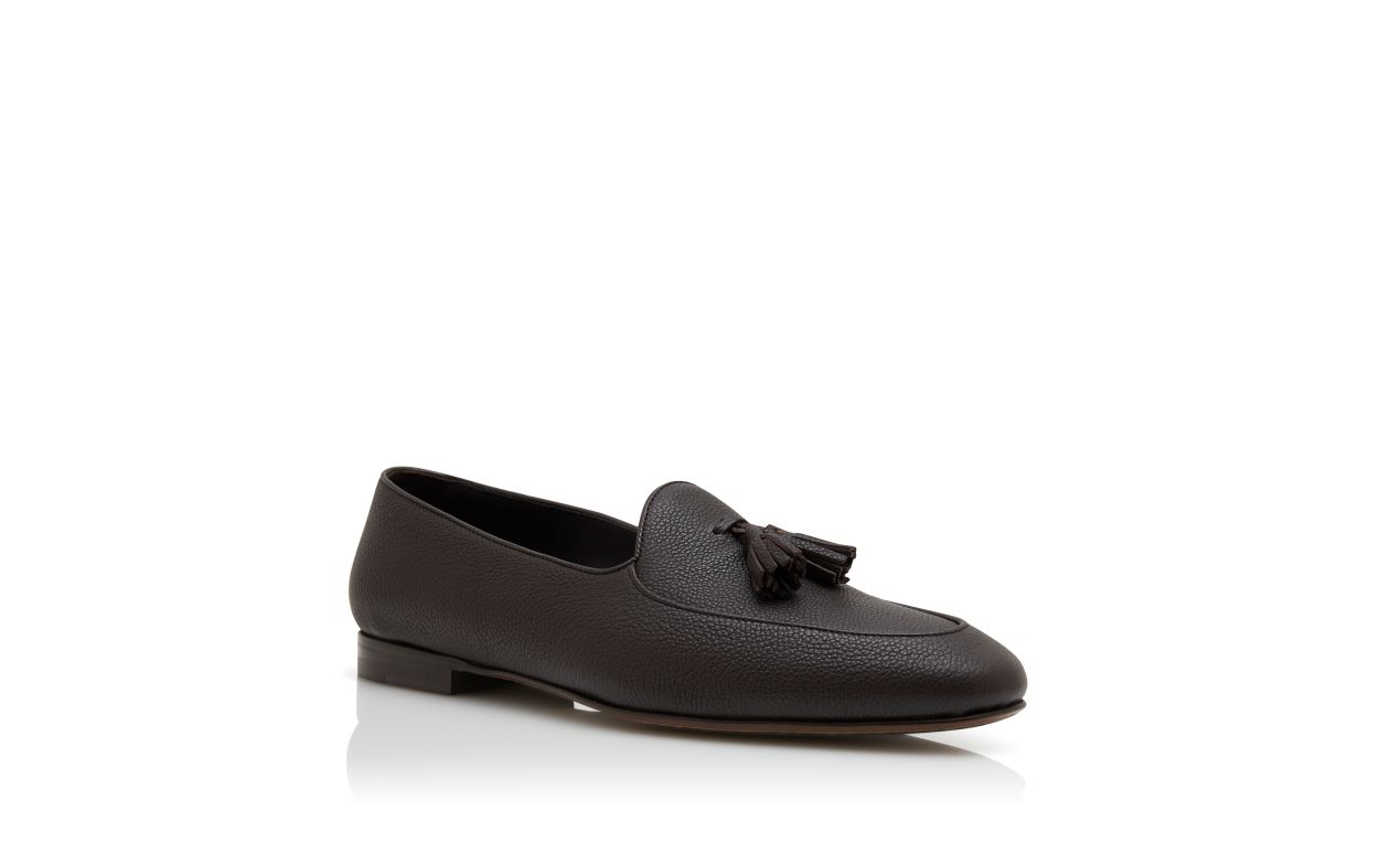 Zapatillas de cuero de ternera marrón oscuro