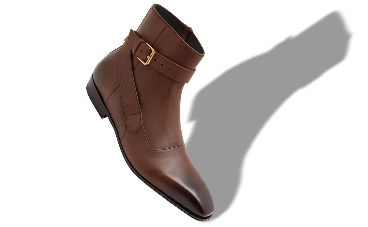 Botas de tobillo de cuero de novillo marrón