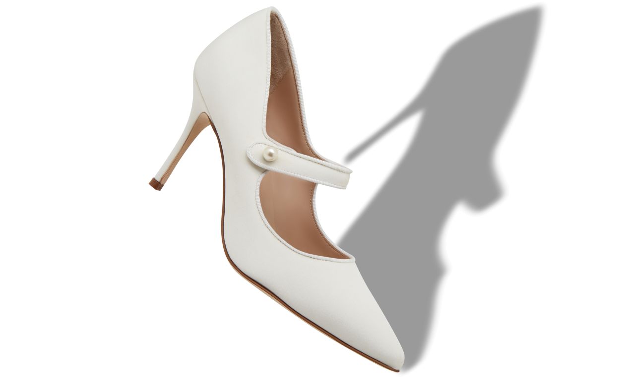 Zapatillas Mary Jane de crepé blanco