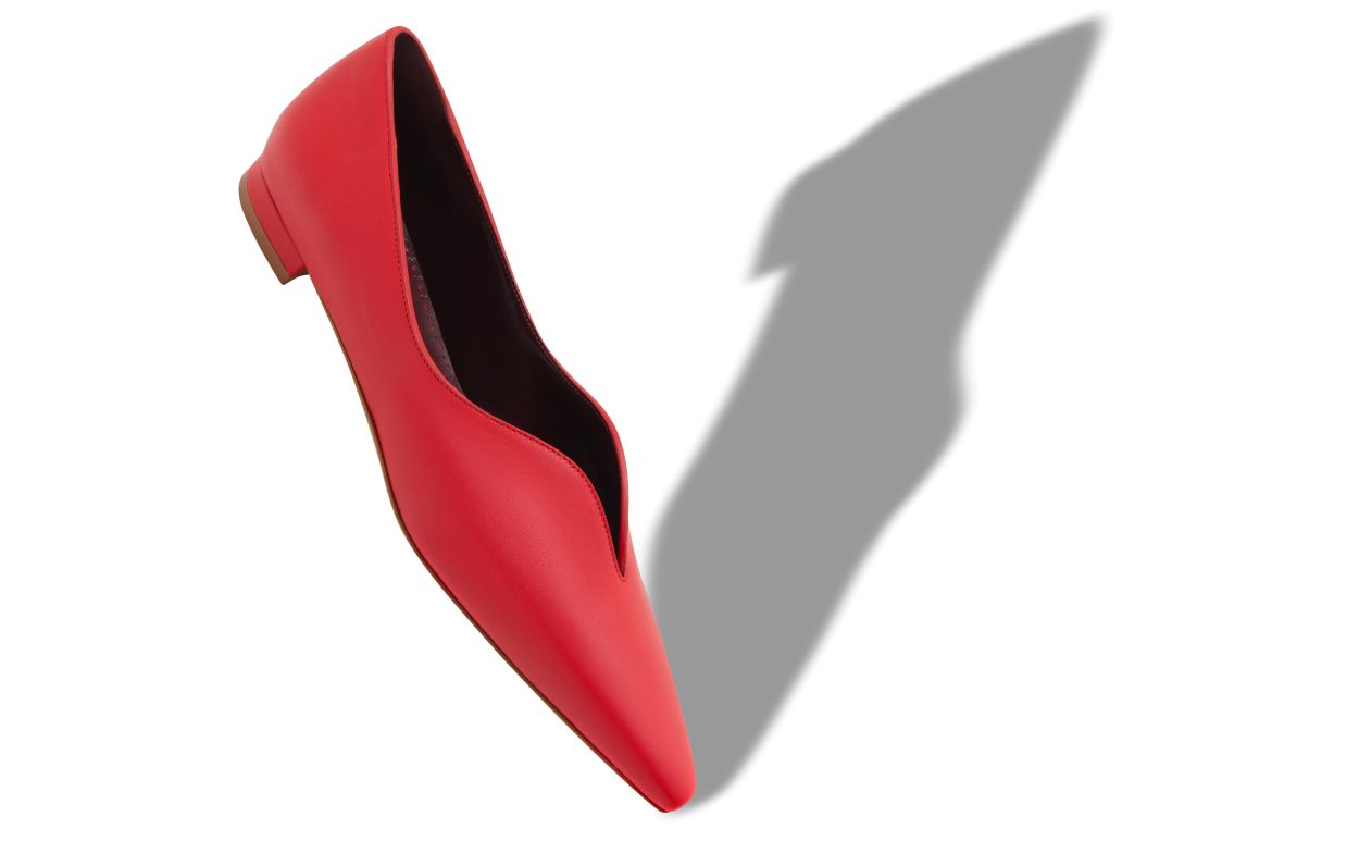 Zapatillas planas de cuero napa rojo