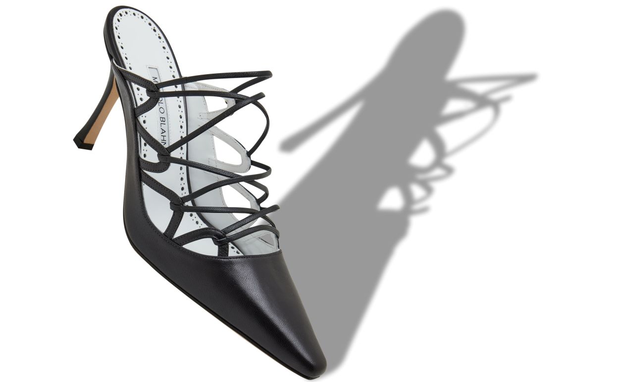 Mocasines de cuero napa negro con detalle de cordones