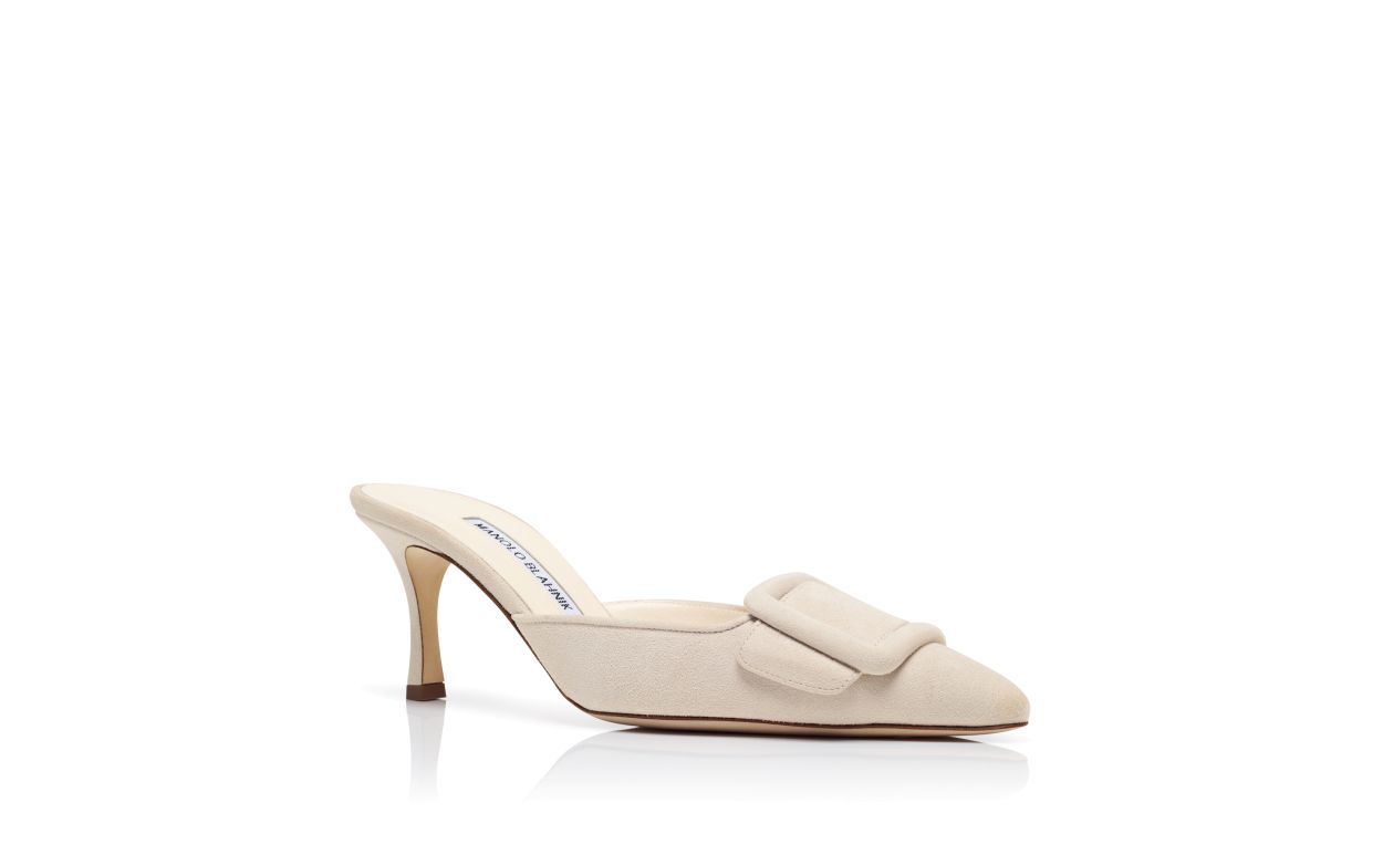 Mocasines de ante crema claro con detalle de hebilla