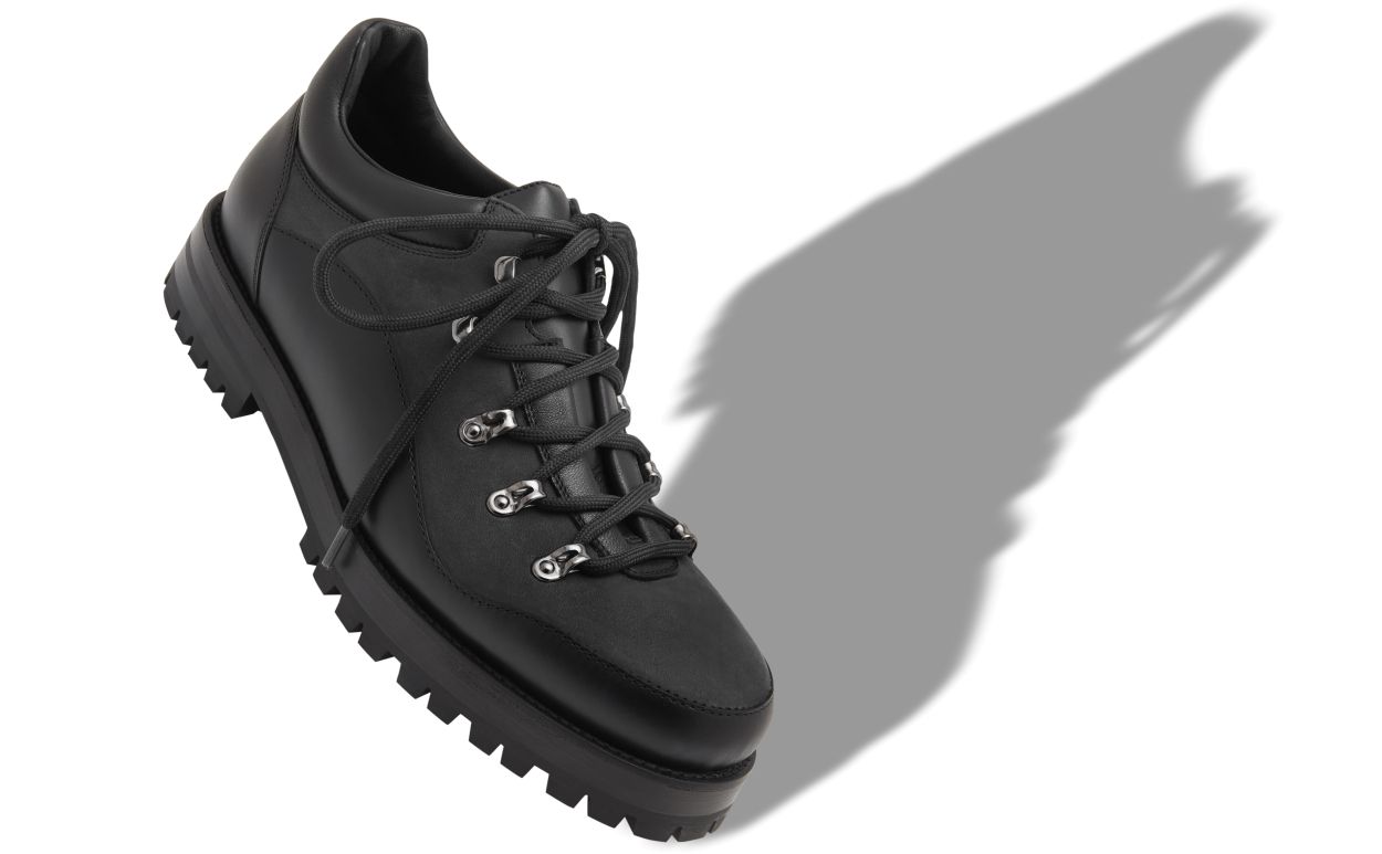 Botas de cuero de ternera negras con cordones