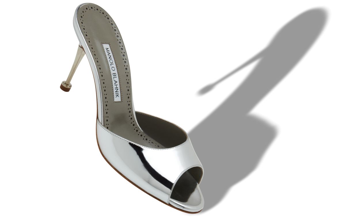 Mules de cuero de ternera plateado