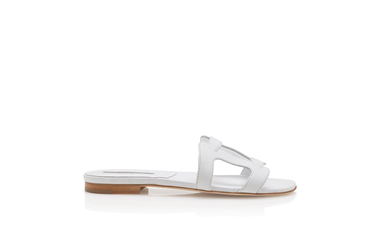 Sandalias planas de cuero napa blanco
