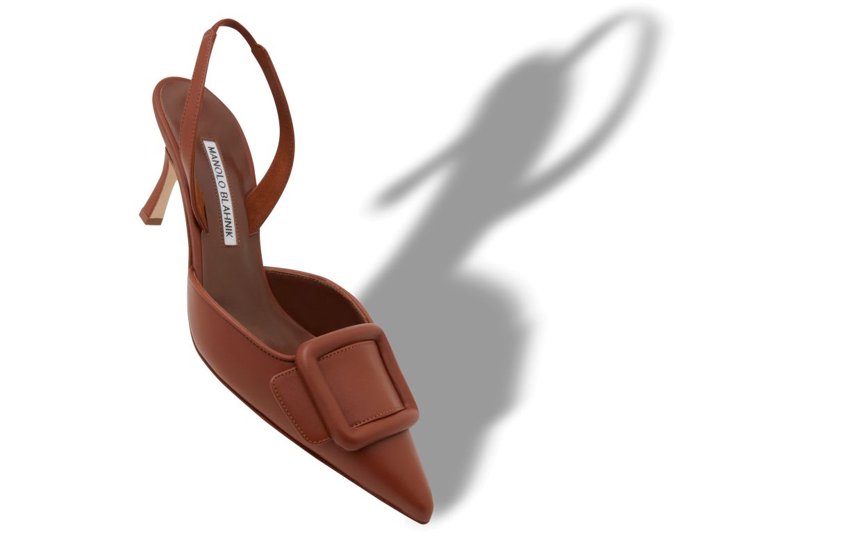 Zapatillas de cuero napa marrón con tirador
