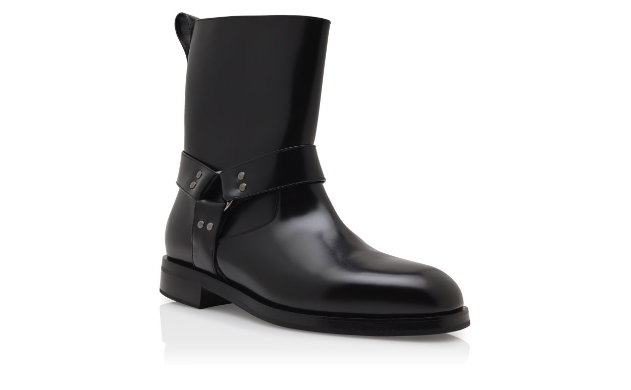 Botas de Motociclista de Cuero de Ternera Negro