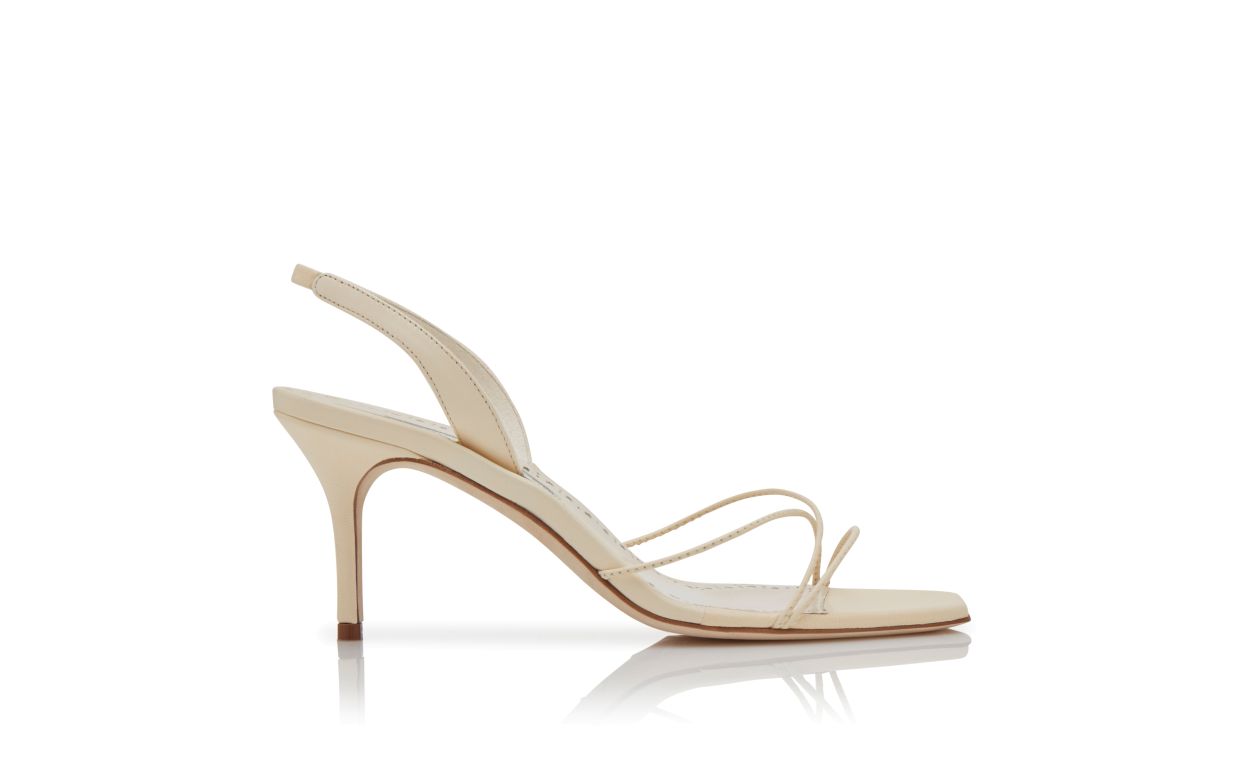 Sandalias de cuero napa crema con tirantes