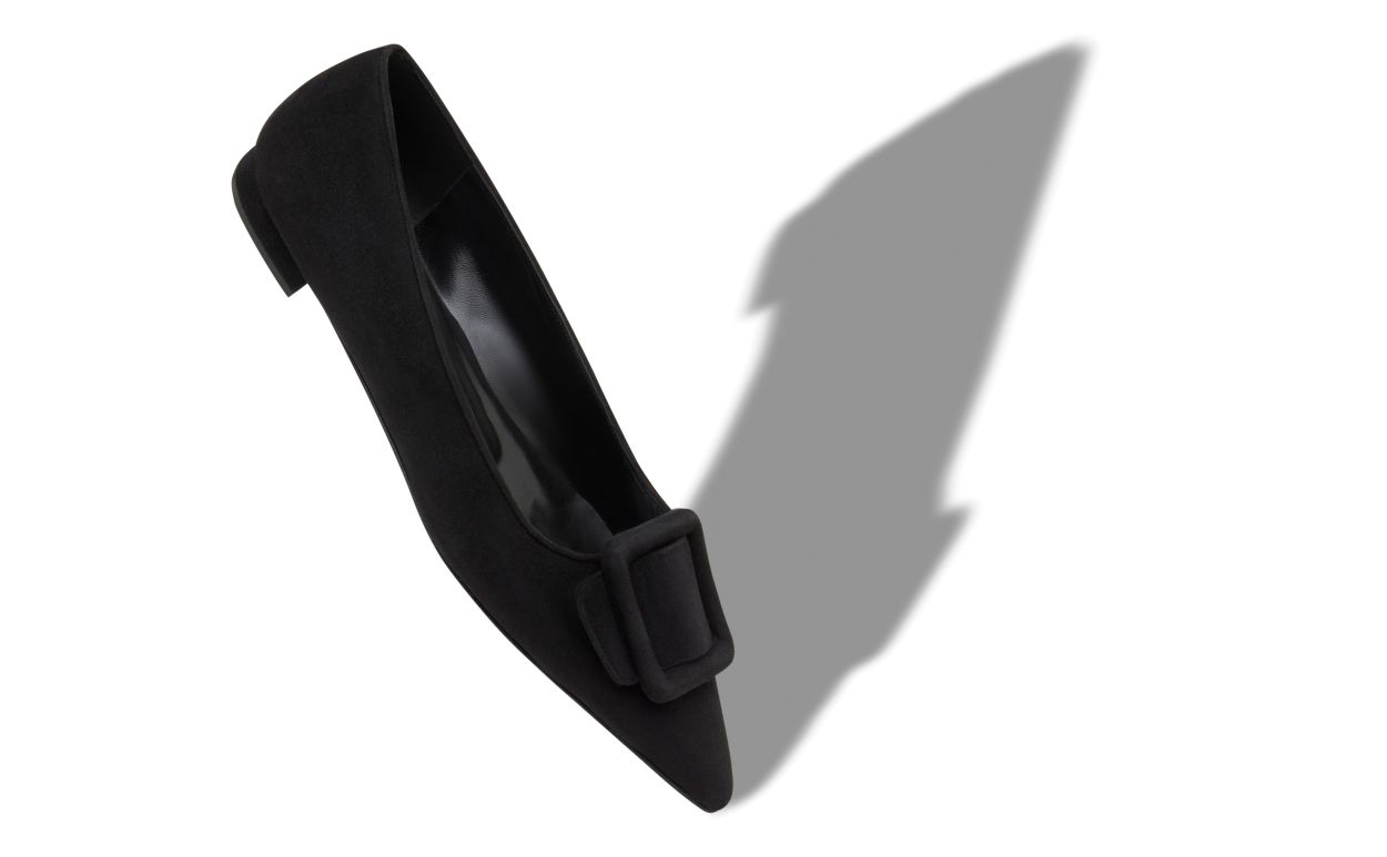 Zapatillas planas de ante negro con hebilla