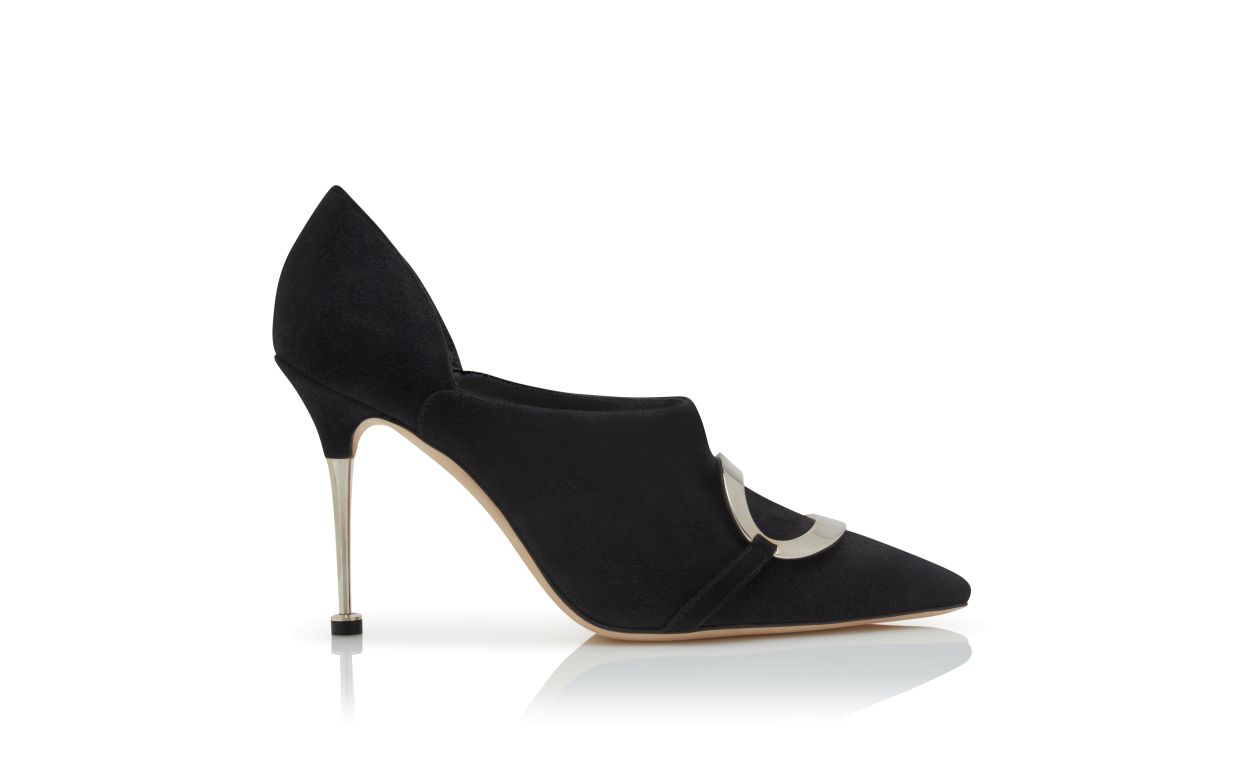 Botines de ante negro con detalle de hebilla