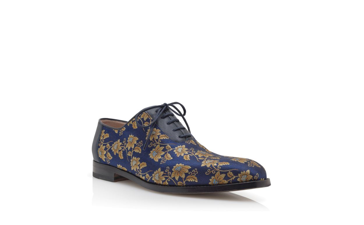 Oxford de seda con estampado floral azul marino