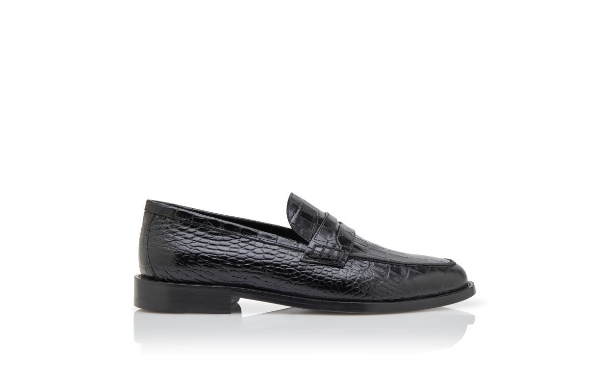 Zapatillas de cuero de becerro negro con monedero