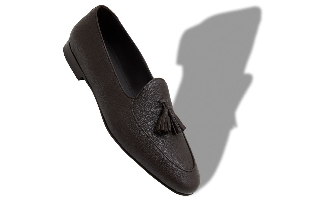 Zapatillas de cuero de ternera marrón oscuro