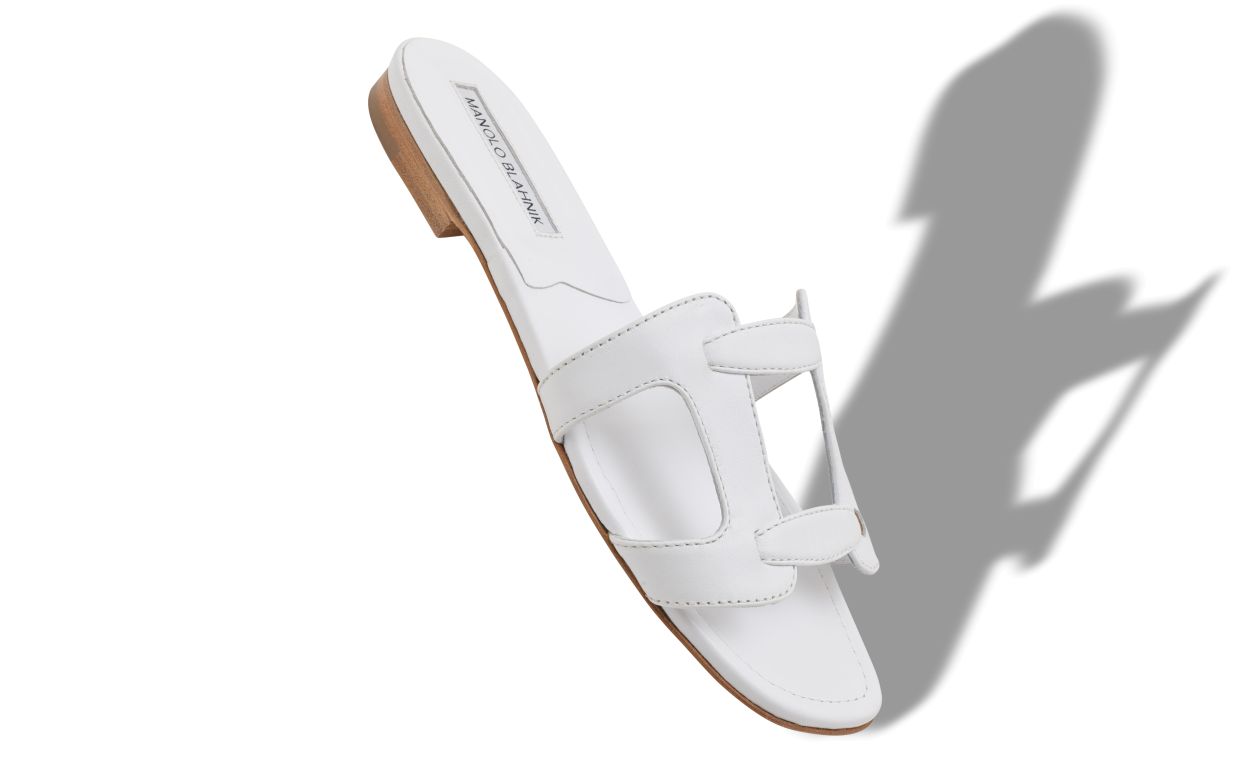 Sandalias planas de cuero napa blanco