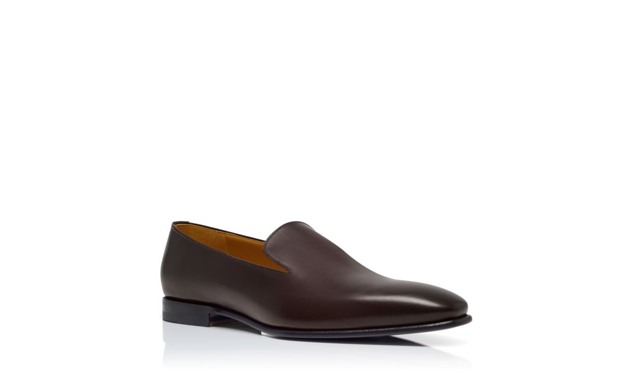 Zapatillas de cuero de ternera marrón oscuro