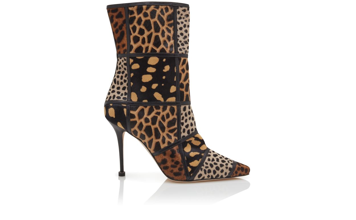 Botas de tobillo de pelo de becerro con estampado animal