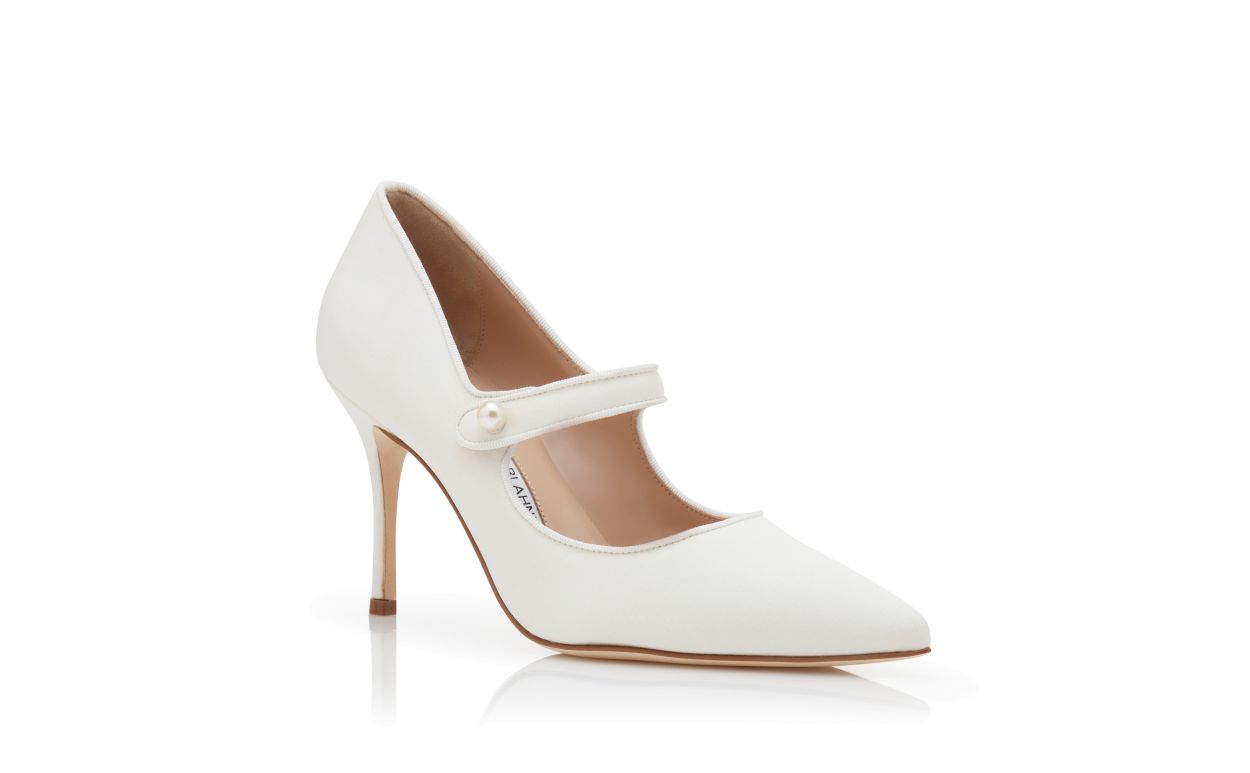 Zapatillas Mary Jane de crepé blanco