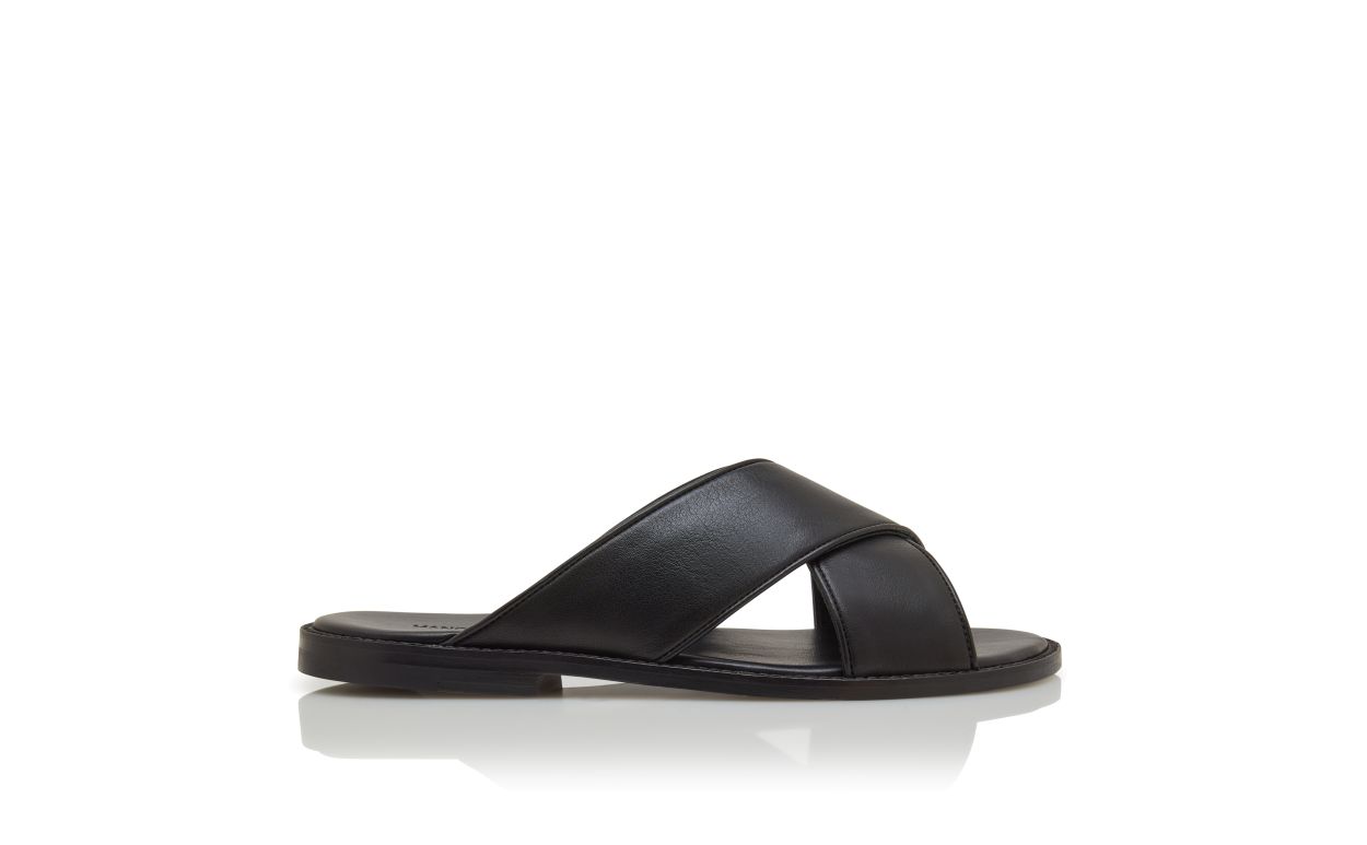 Sandalias cruzadas de cuero de ternera negro