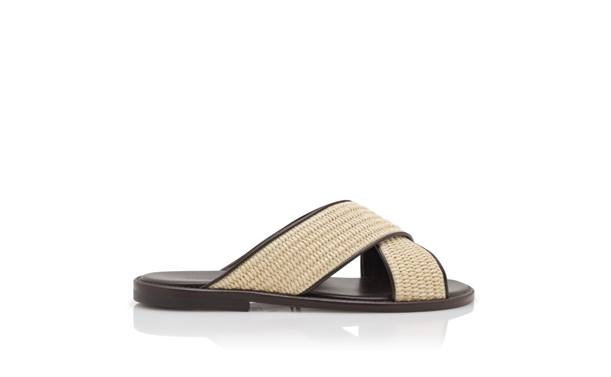 Sandalias de paja beige claro con correas cruzadas