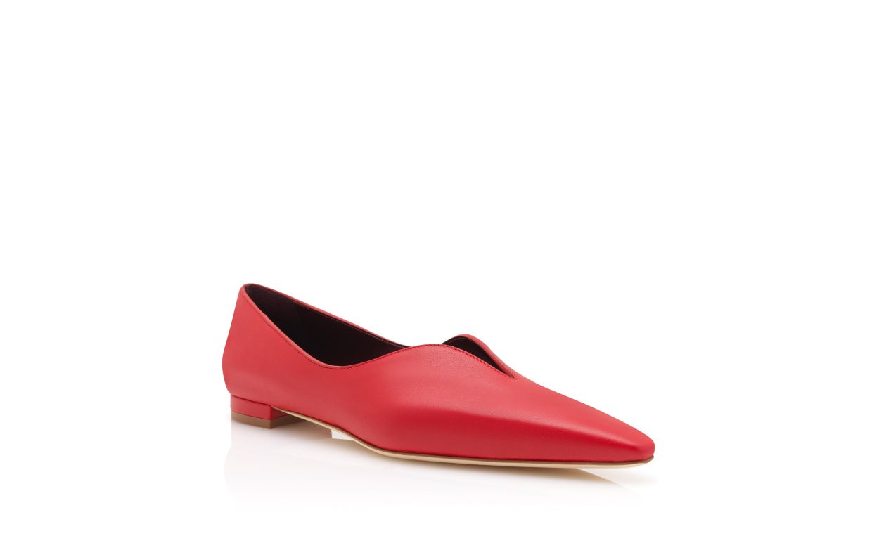 Zapatillas planas de cuero napa rojo