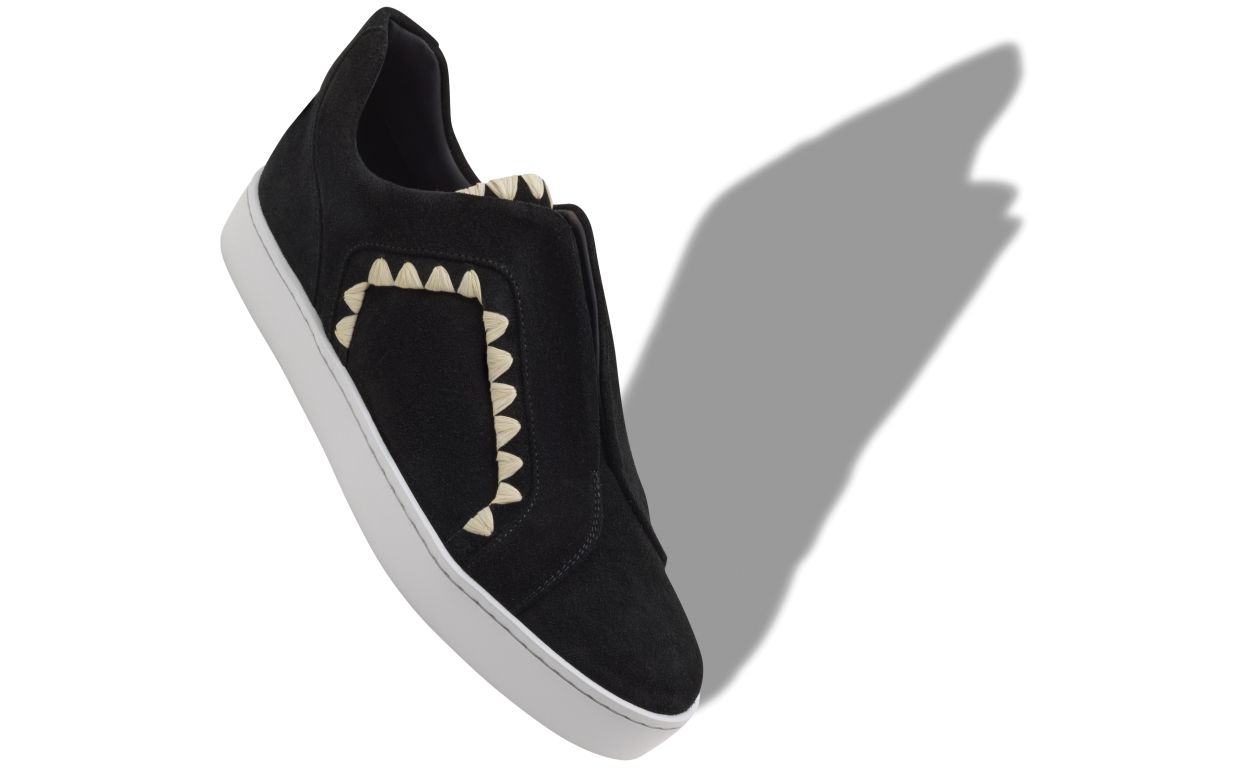 Zapatillas de gamuza negra con puntada de manta
