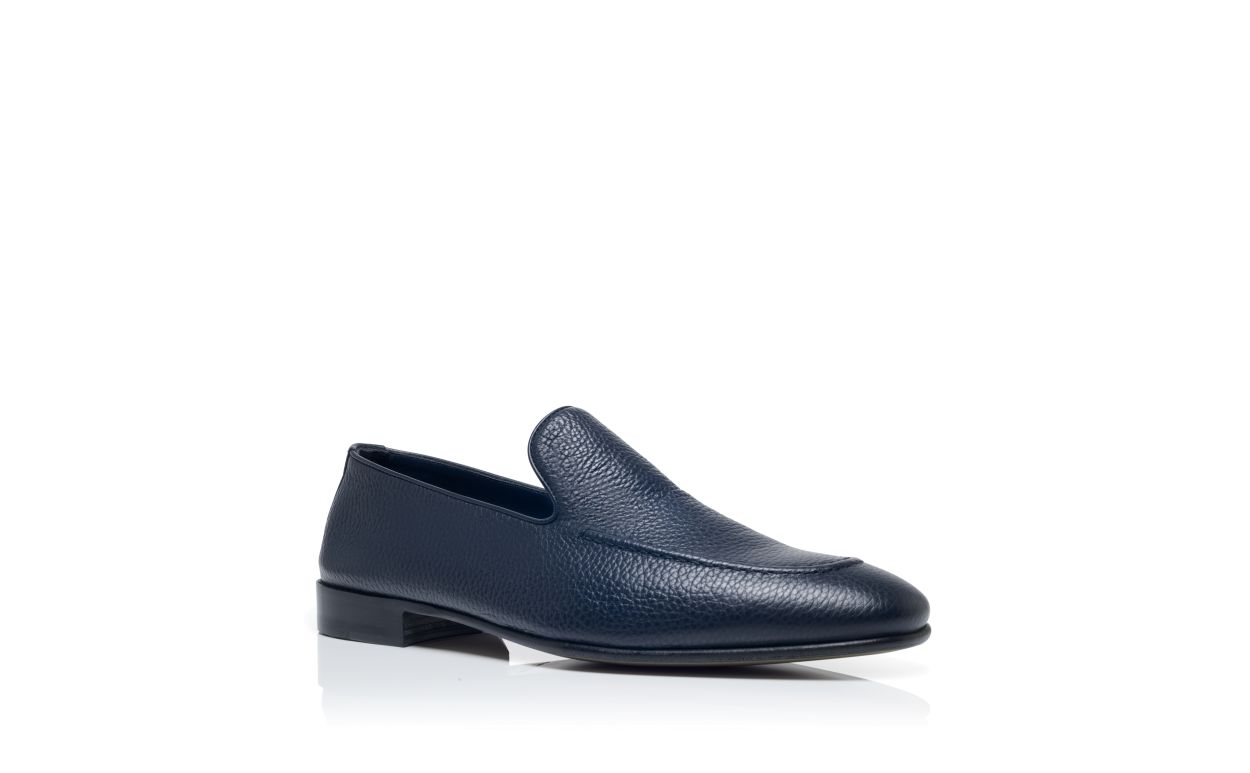 Zapatillas de cuero de ternera azul marino