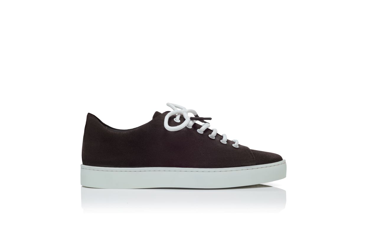 Zapatillas de cuero de cabra marrón oscuro con cordones