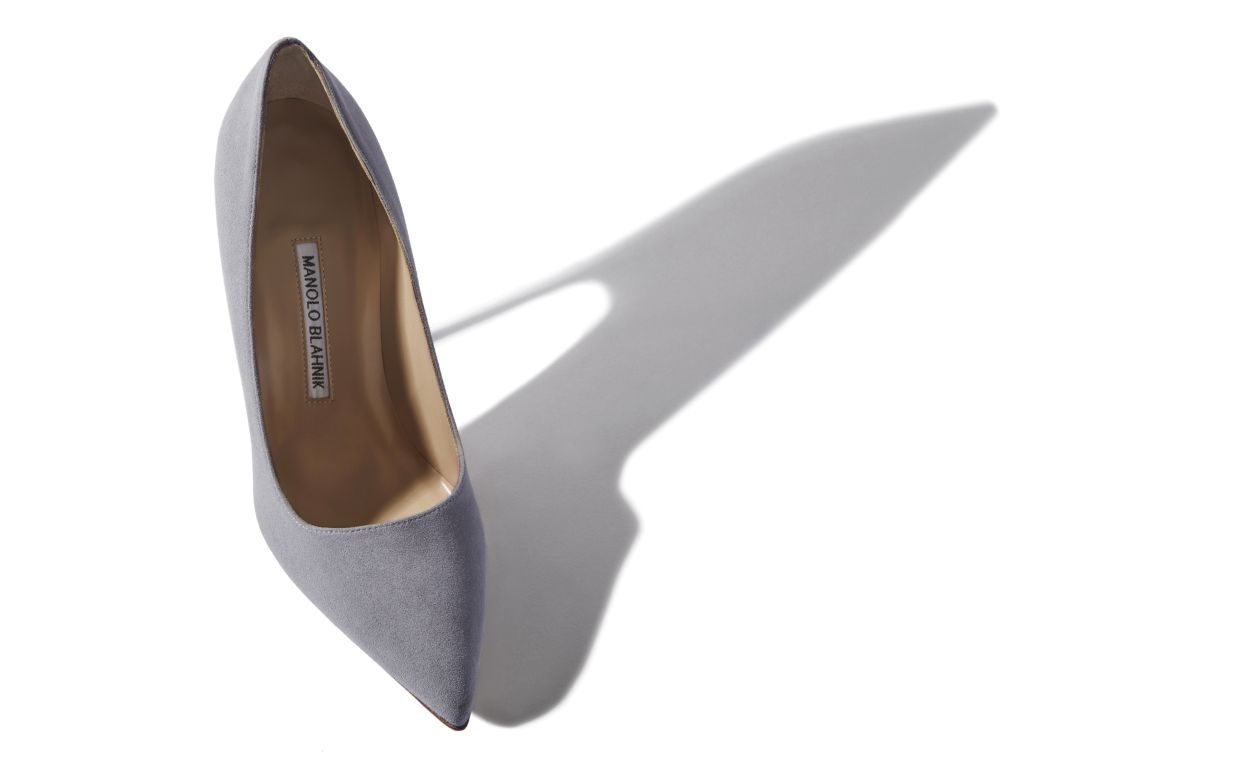 Zapatillas de punta puntiaguda de ante gris claro