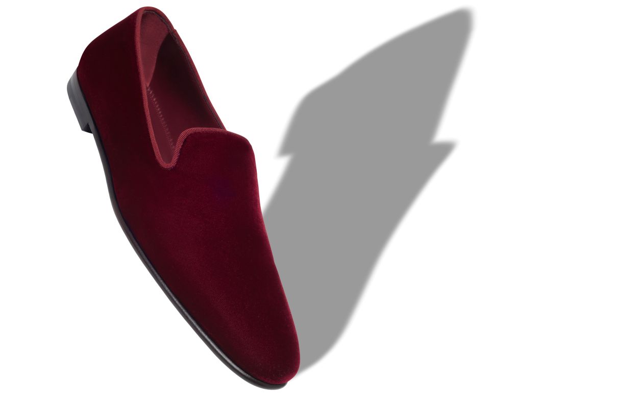 Zapatillas de vestir de terciopelo rojo oscuro