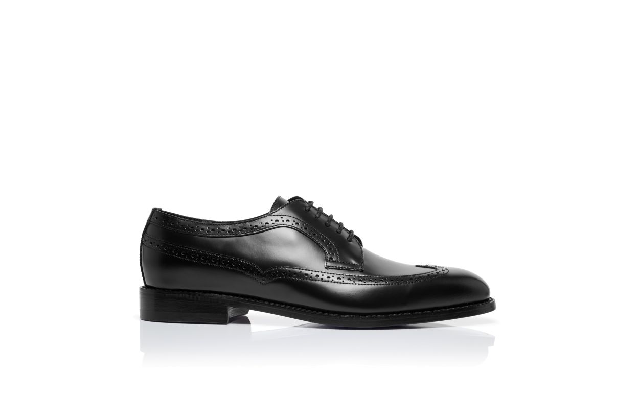 Oxfords de cuero de becerro negro con cordones