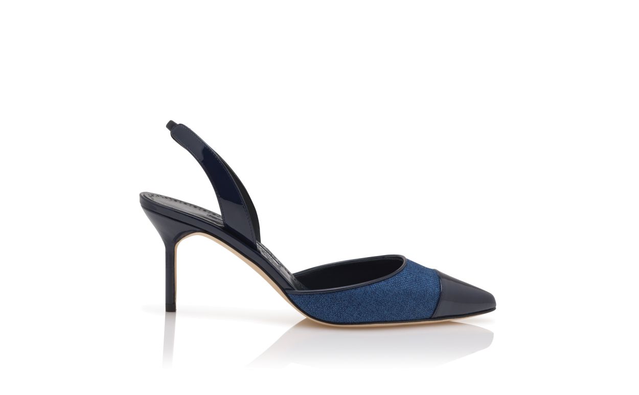 Zapatillas de pico de lino azul marino