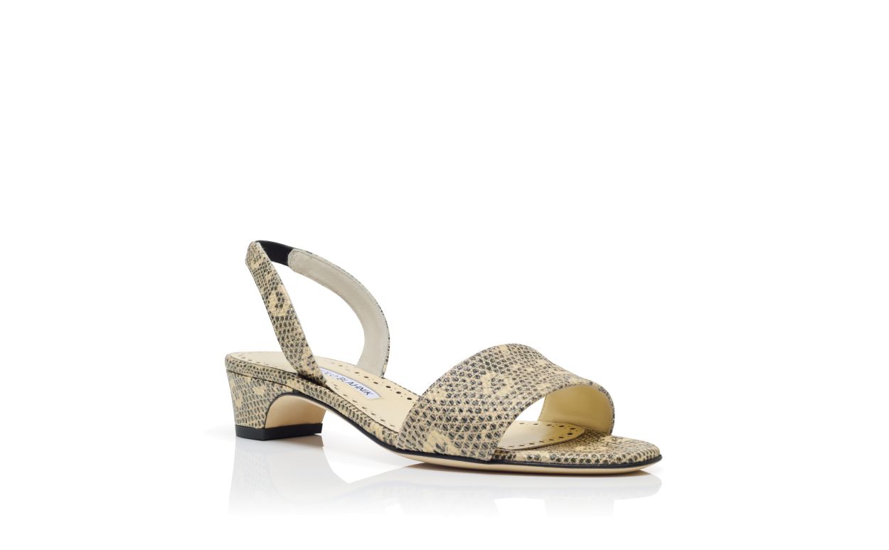 Sandalias de cuero de ternera con estampado de lagarto