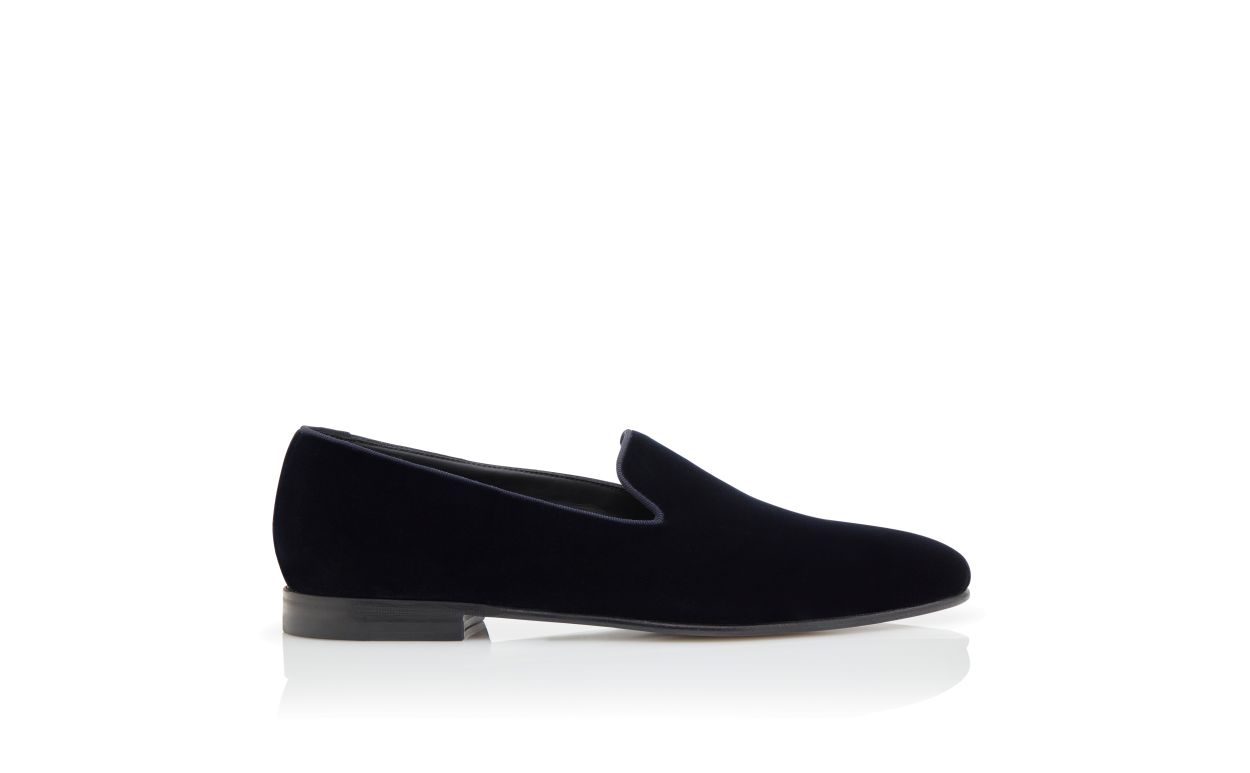 Zapatillas de vestir de terciopelo azul marino