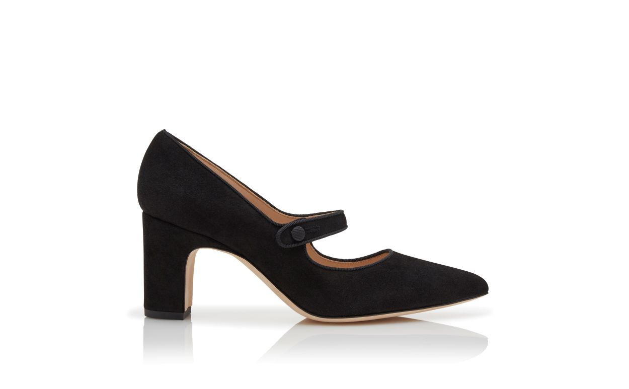 Zapatos de tacón Mary Jane de ante negro