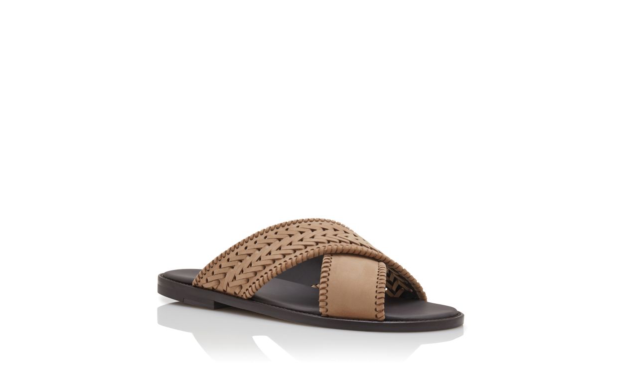 Sandalias de tejido de nubuck marrón claro